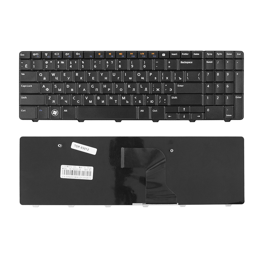 Клавиатура для ноутбука Dell Inspiron M5010, N5010 Series. Плоский Enter. Черная, без рамки. NSK-DRASW 0R, 9Z.N4BSW.A0R.