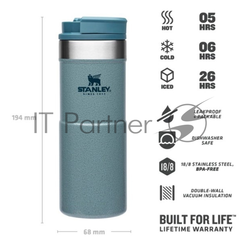 Термокружка для напитков Stanley Classic Neverleak 0.35л. голубой (10-09855-009)
