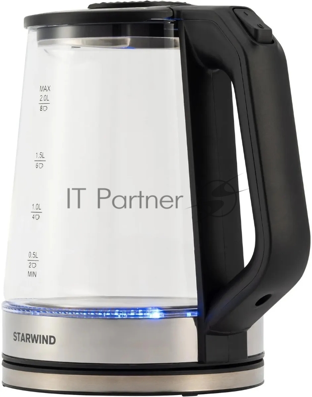 Чайник электрический Starwind SKG5778 2л. 2000Вт черный/прозрачный (корпус: стекло)