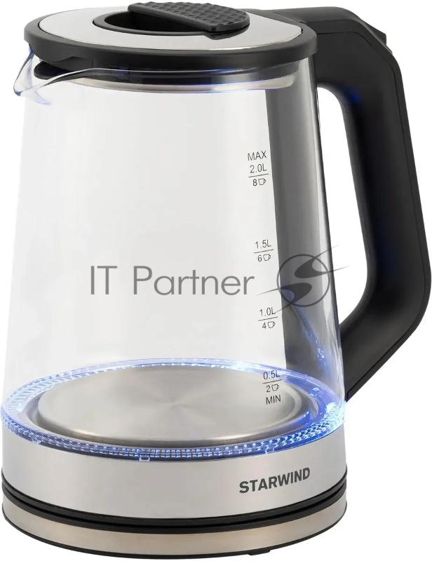 Чайник электрический Starwind SKG5778 2л. 2000Вт черный/прозрачный (корпус: стекло)