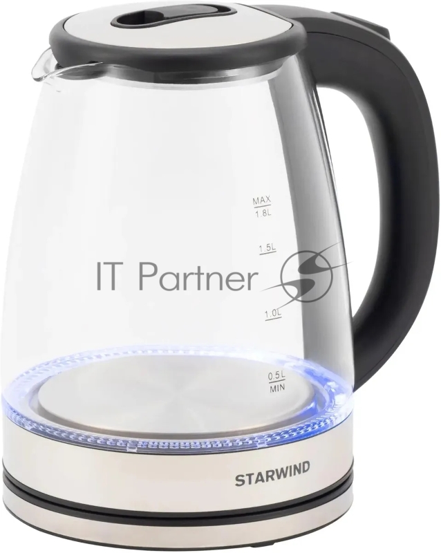 Чайник электрический Starwind SKG4777 1.8л. 2000Вт черный/прозрачный (корпус: стекло)