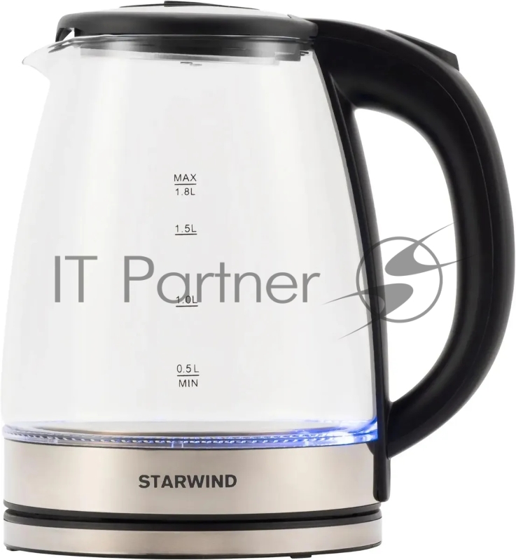 Чайник электрический Starwind SKG4777 1.8л. 2000Вт черный/прозрачный (корпус: стекло)