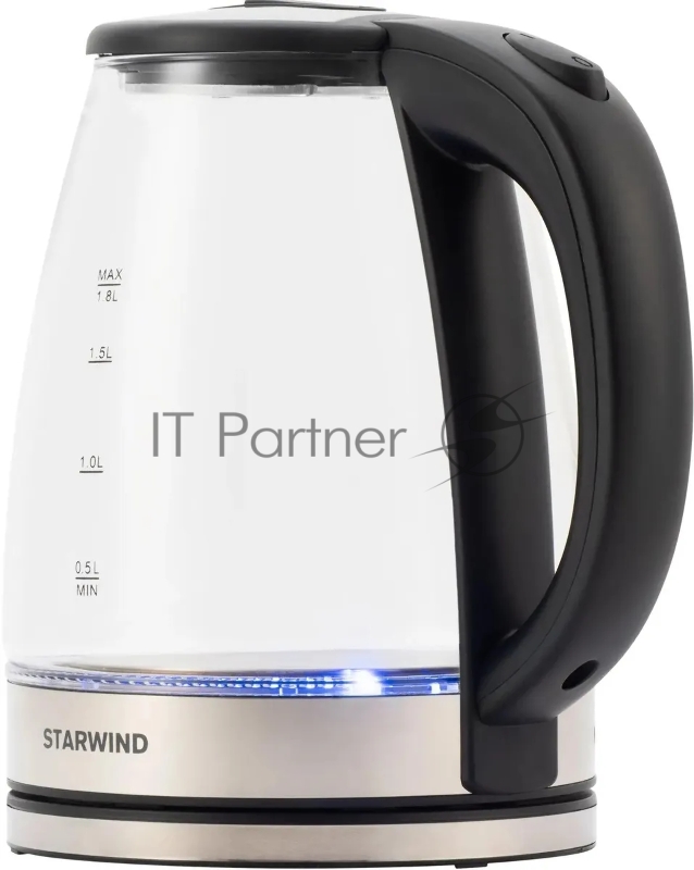 Чайник электрический Starwind SKG4777 1.8л. 2000Вт черный/прозрачный (корпус: стекло)