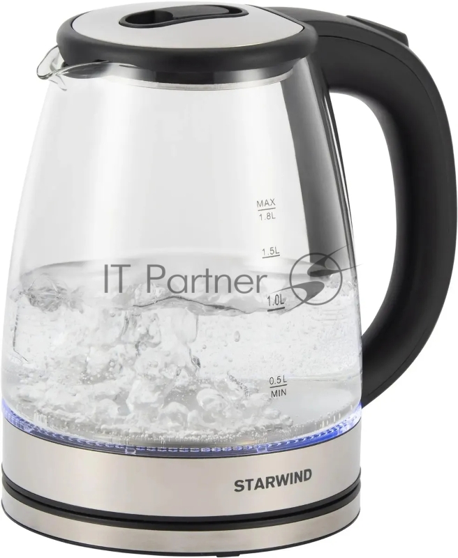Чайник электрический Starwind SKG4777 1.8л. 2000Вт черный/прозрачный (корпус: стекло)
