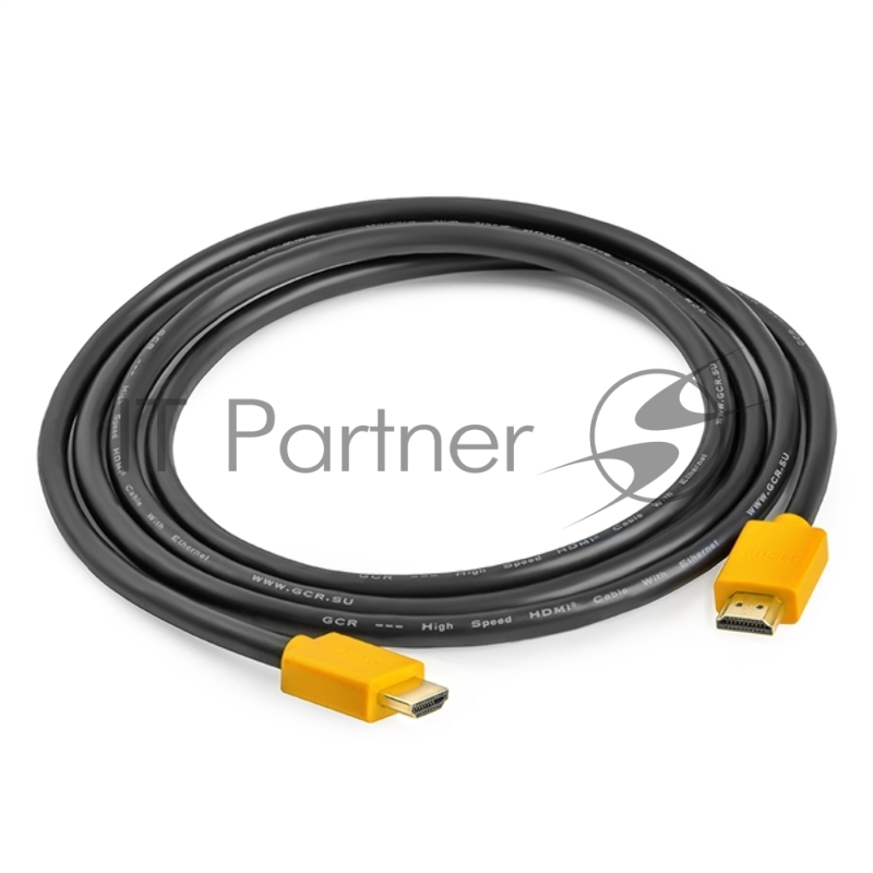 Кабель GCR 2.0m HDMI 1.4, желтые коннекторы, 30/30 AWG, позолоченные контакты, FullHD, Ethernet 10.2 Гбит/с, 3D, 4Kx2K, экран