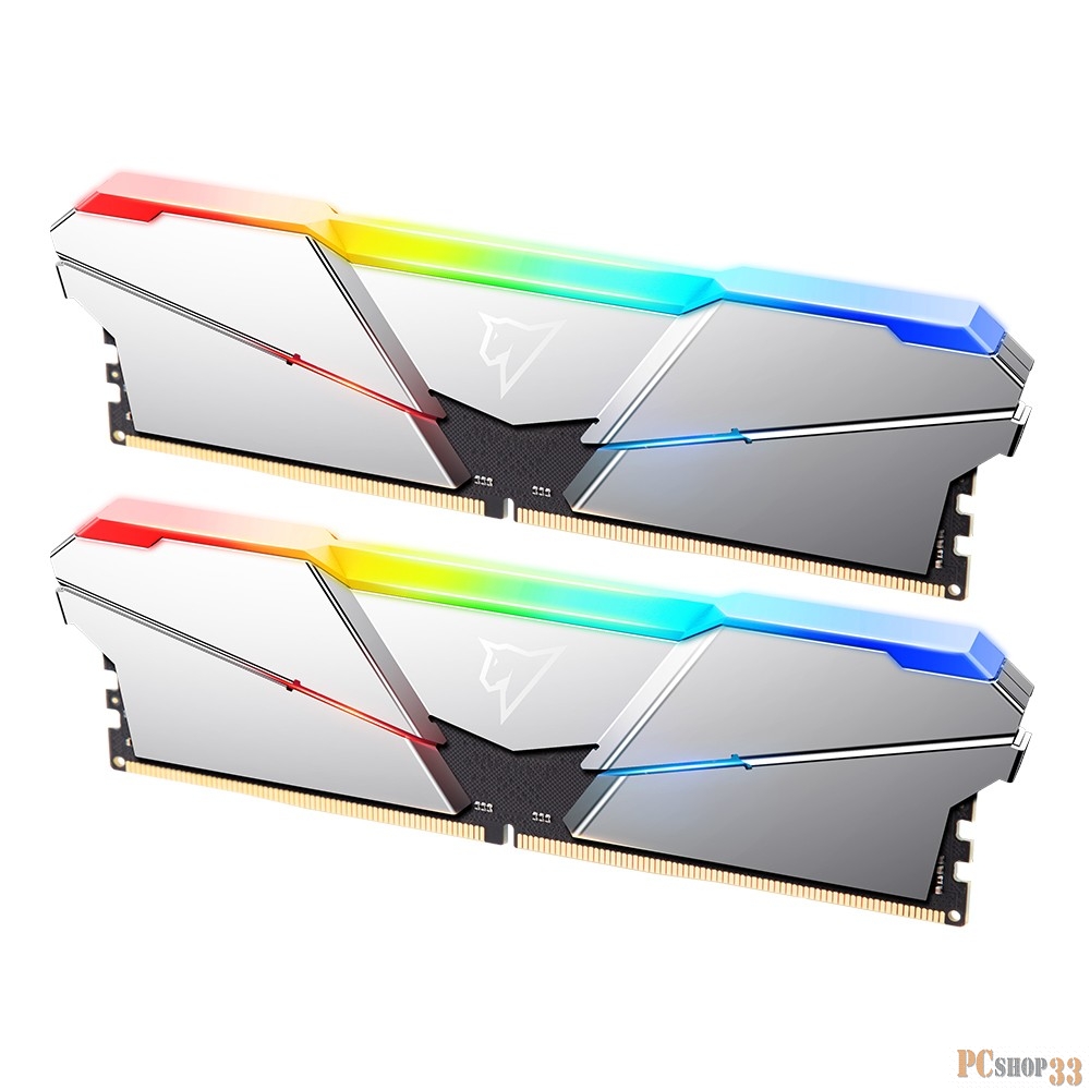 Модуль памяти DDR 5 DIMM 16Gb (8Gbx2), 4800Mhz, Netac NTSRD5P48DP-16S, RGB, CL40, Silver