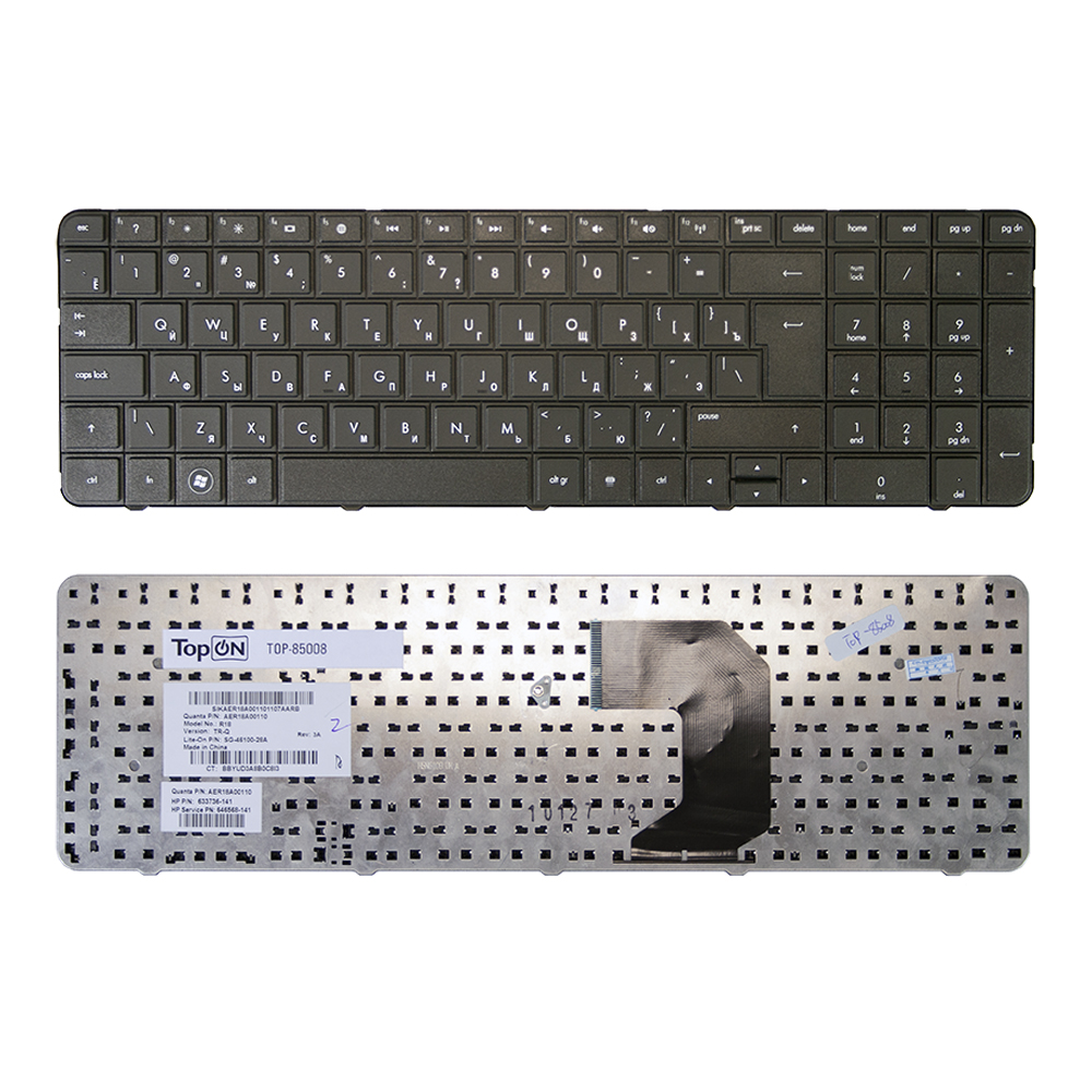 Клавиатура для ноутбука HP Pavilion G7-1000, G7-1100, G7-1200, G7-1300 Series. Г-образный Enter. Черная, без рамки. AER18700010, 2B-41801Q100.