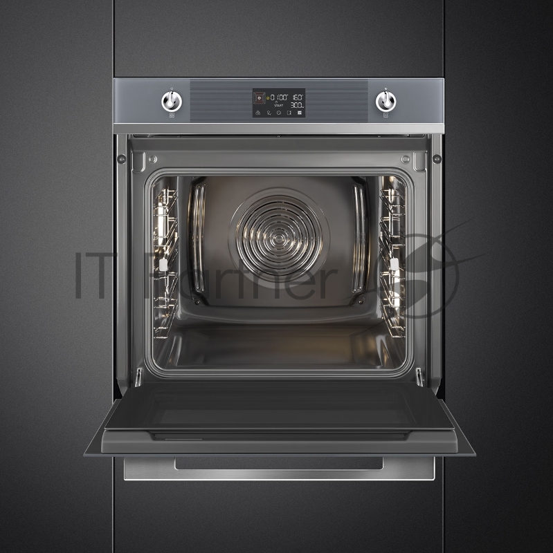 Встраиваемая электрическая духовка SMEG/ Многофункциональный духовой шкаф, 60 см, 10 функций, серебристое стекло Stopsol