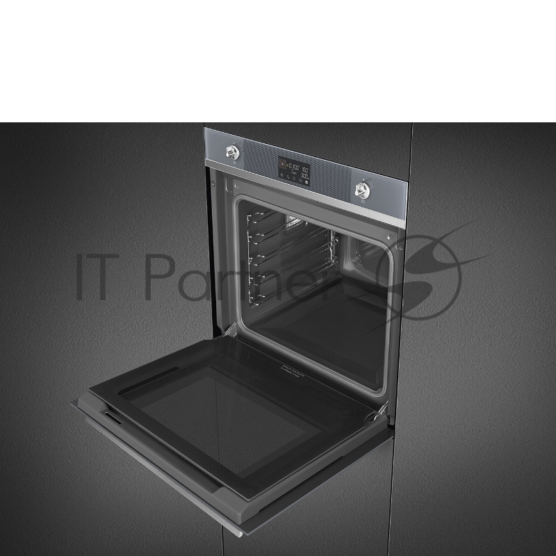 Встраиваемая электрическая духовка SMEG/ Многофункциональный духовой шкаф, 60 см, 10 функций, серебристое стекло Stopsol