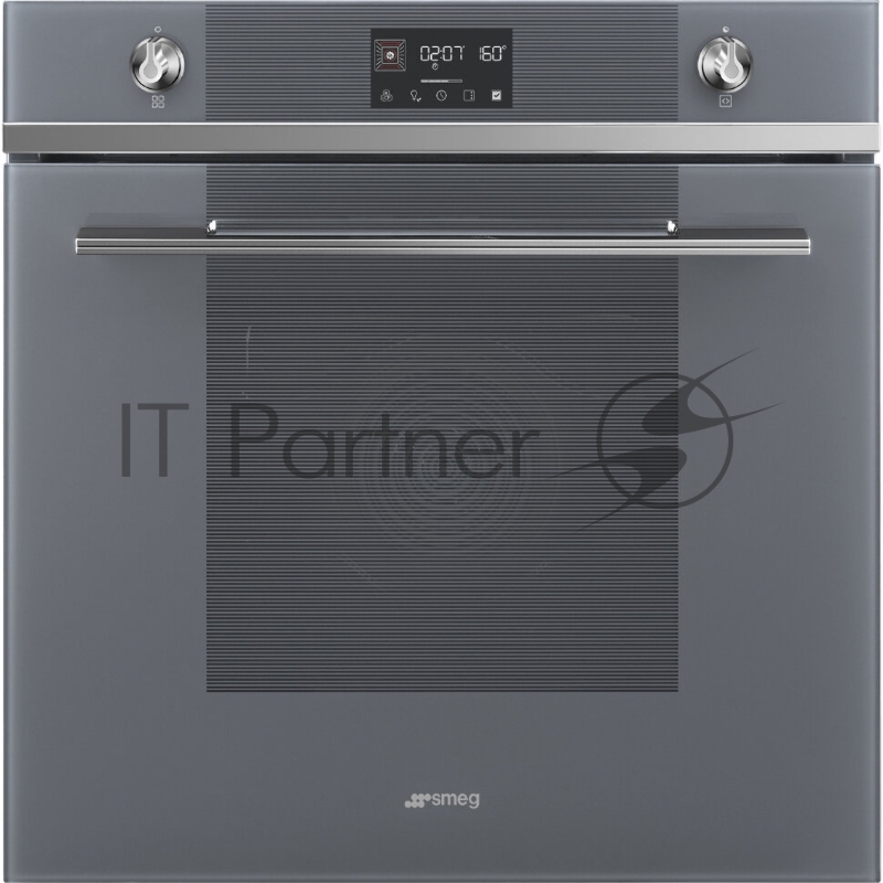 Встраиваемая электрическая духовка SMEG/ Многофункциональный духовой шкаф, 60 см, 10 функций, серебристое стекло Stopsol