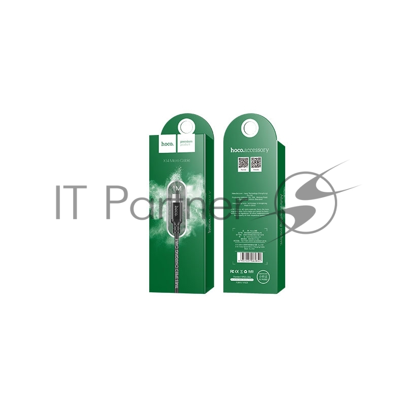 Кабель USB 2.0 hoco X14, AM/microBM, черный, 2м