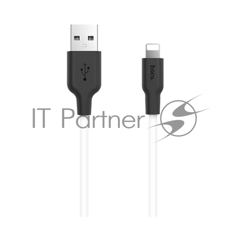 Кабель USB 2.0 hoco X21, силиконовая оплетка, AM/Lightning M, бело-черный, 1м