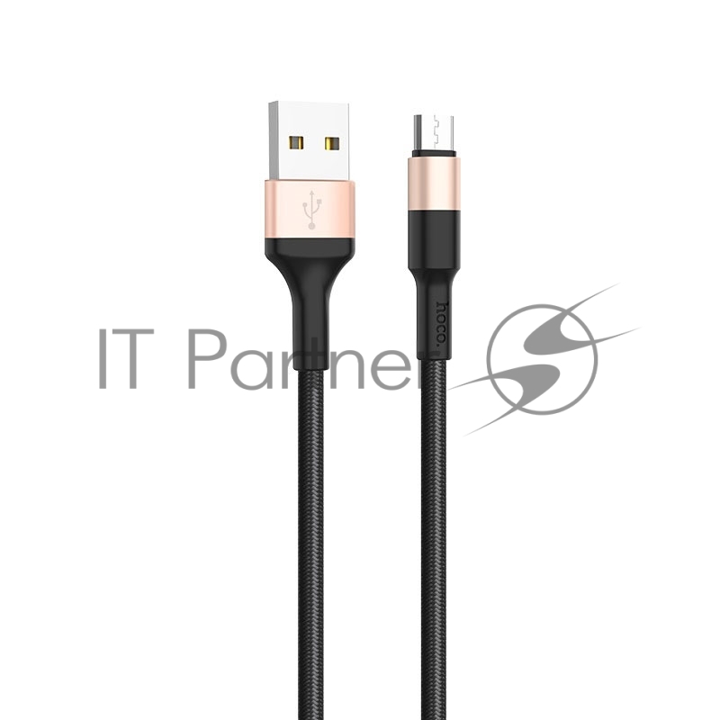 Кабель USB 2.0 hoco X26, AM/microBM, черно-золотой, 1м