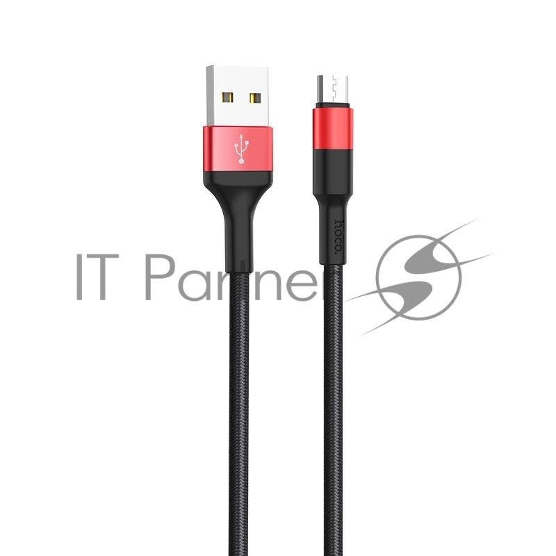 Кабель USB 2.0 hoco X26, AM/microBM, черно-красный, 1м