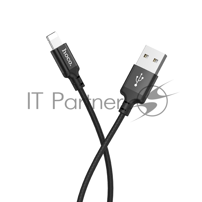 Кабель USB 2.0 hoco X14, AM/Lightning M, черный, 2м