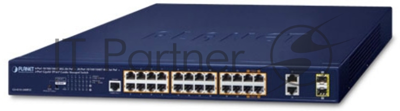 Коммутатор PLANET GS-4210-24HP2C IPv6/IPv4,4-Port 10/100/1000T 802.3bt 95W PoE + 20-Port 10/100/1000T 802.3at PoE + 2-Port Gigabit TP/SFP Combo Managed Switch(515W PoE Budget, 250m Extend mode, supports ERPS Ring, CloudViewer app, MQTT and cybersecur
