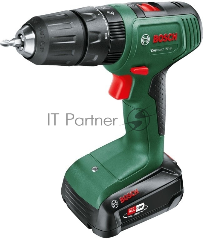 Дрель-шуруповерт Bosch EasyImpact 18V-40 (1x 1,5Ah) + AL18V-20 1200Вт аккум. патрон:быстрозажимной (кейс в комплекте) (06039D8101)