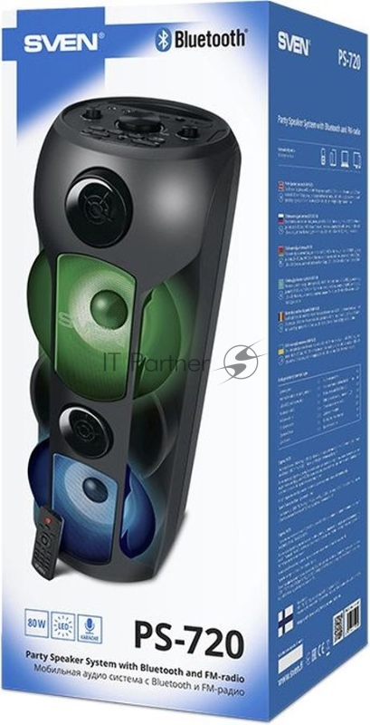 Колонка порт. Sven АС PS-720 черный 80W 1.0 BT/3.5Jack 10м 4400mAh