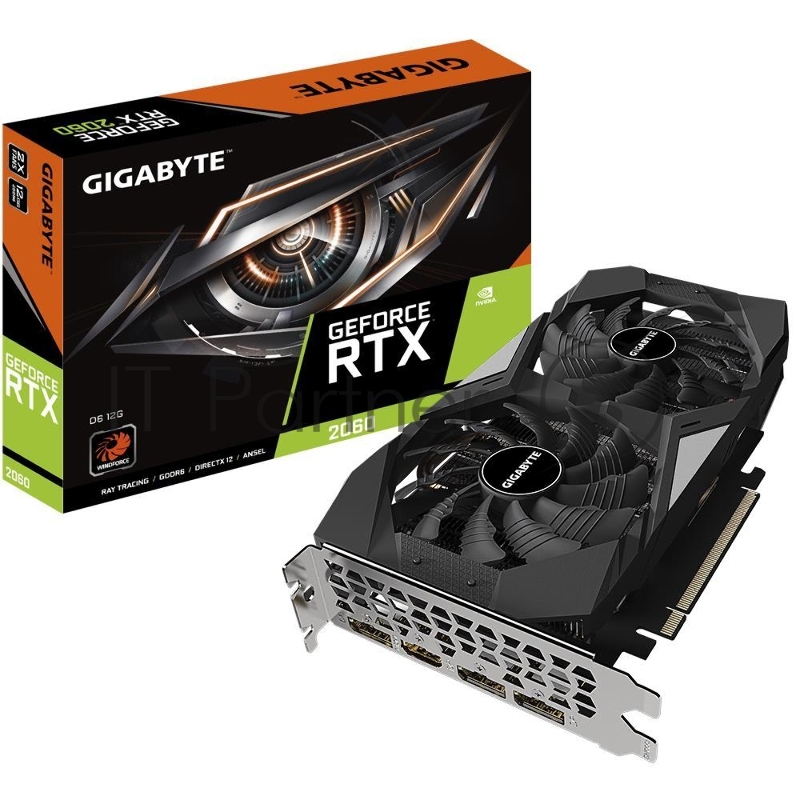 Видеокарта Gigabyte PCI-E GV-N2060D6-12GD NVIDIA GeForce RTX 2060 12288Mb 192 GDDR6 1650/14000 HDMIx1 DPx3 HDCP Ret