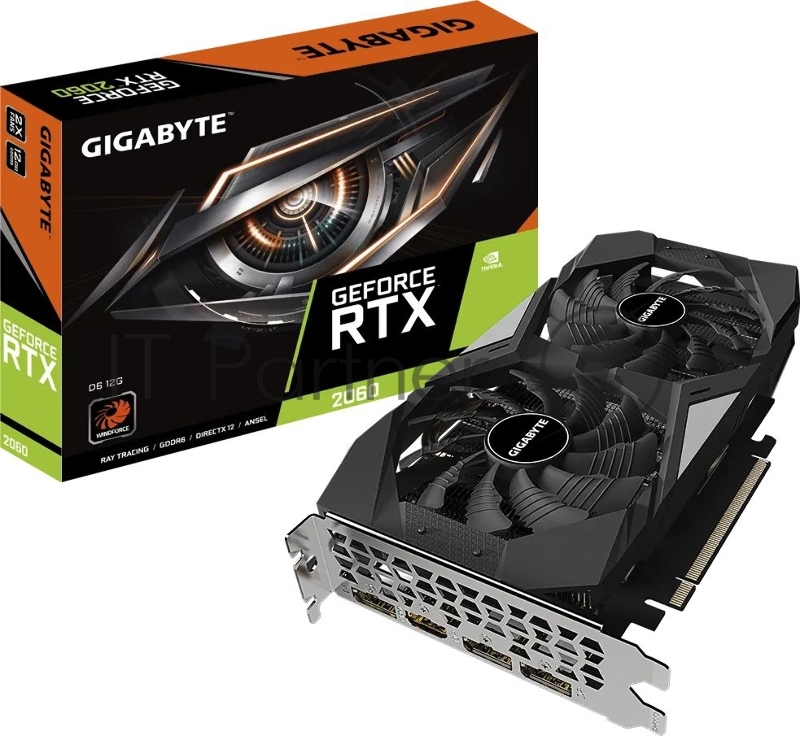 Видеокарта Gigabyte PCI-E GV-N2060D6-12GD NVIDIA GeForce RTX 2060 12288Mb 192 GDDR6 1650/14000 HDMIx1 DPx3 HDCP Ret