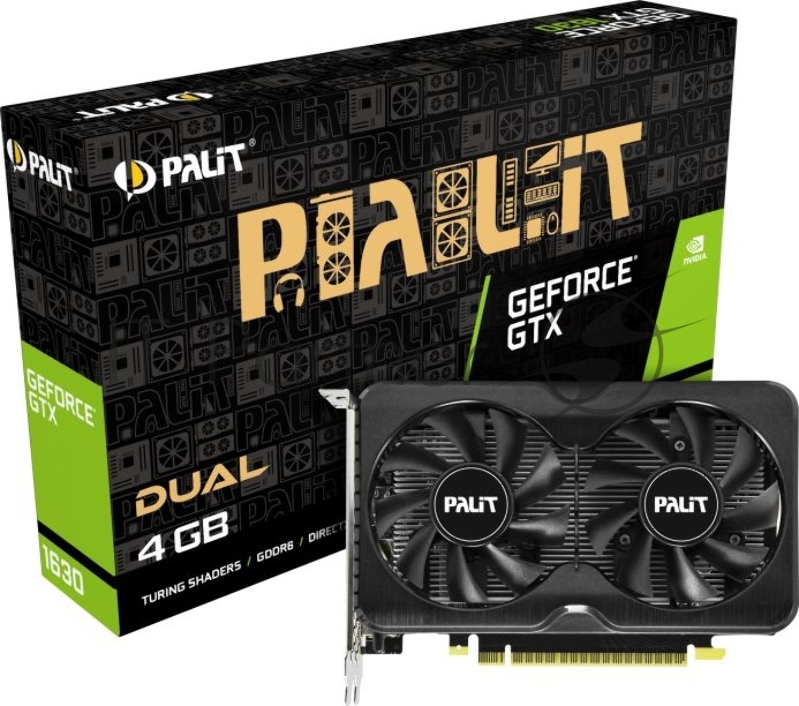 Видеокарта Palit PCI-E PA-GTX1630 DUAL 4G NVIDIA GeForce GTX 1630 4096Mb 64 GDDR6 1740/12000 HDMIx1 DPx2 HDCP Ret