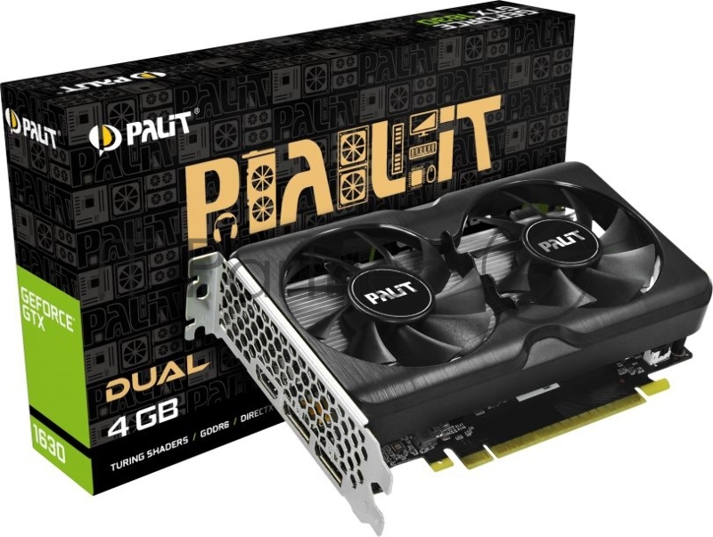 Видеокарта Palit PCI-E PA-GTX1630 DUAL 4G NVIDIA GeForce GTX 1630 4096Mb 64 GDDR6 1740/12000 HDMIx1 DPx2 HDCP Ret