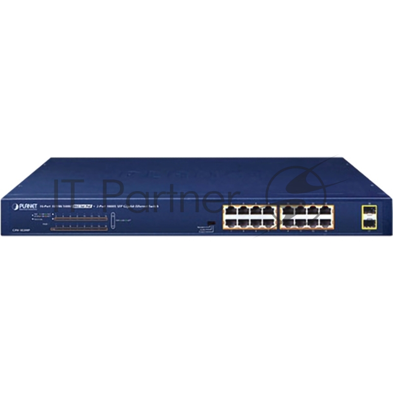 PLANET GSW-1820HP 16-Port 10/100/1000T 802.3at PoE + 2-Port 1000X SFP Ethernet Switch (240W PoE Budget, Standard/VLAN/Extend mode)