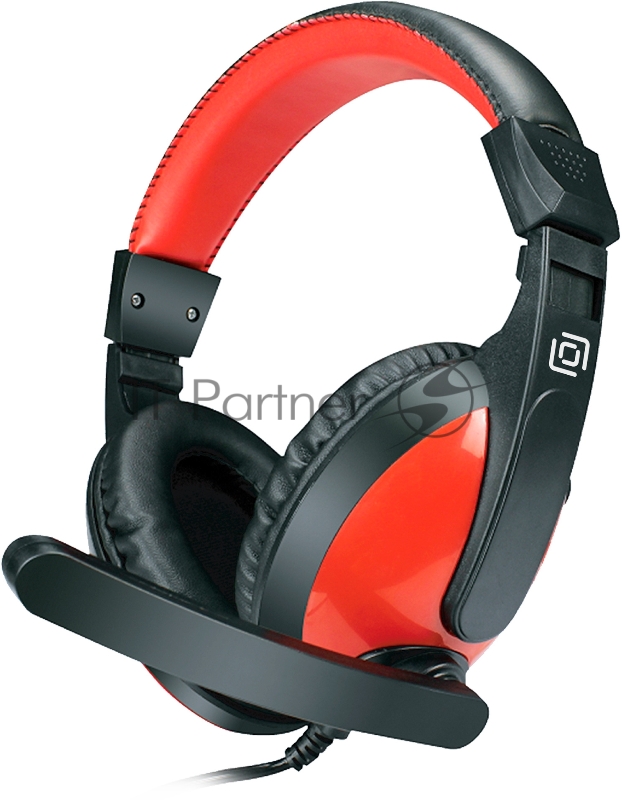 Наушники с микрофоном Оклик HS-L300 черный/красный 1.8м мониторные оголовье (1532021)