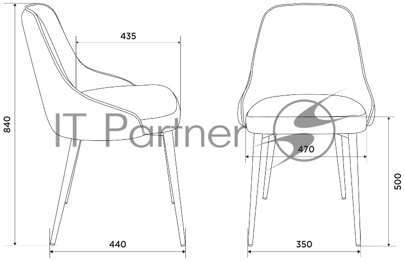 Стул для кухни Бюрократ KF-5_2 комплект 2шт молочный Velvet 20 металл черный на ножках (KF-5/VELV20_2)