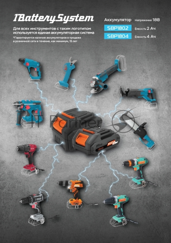 Триммер аккумуляторный б/щ Sturm! BT36,36 В,1BatterySystem, нож/леска/ранц ремень, без ЗУ и АКБ