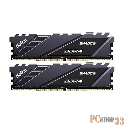 Модуль памяти DDR4 Netac Shadow 32GB (2x16GB) 3200MHz CL16 1.35V / NTSDD4P32DP-32E / Gray / with radiator