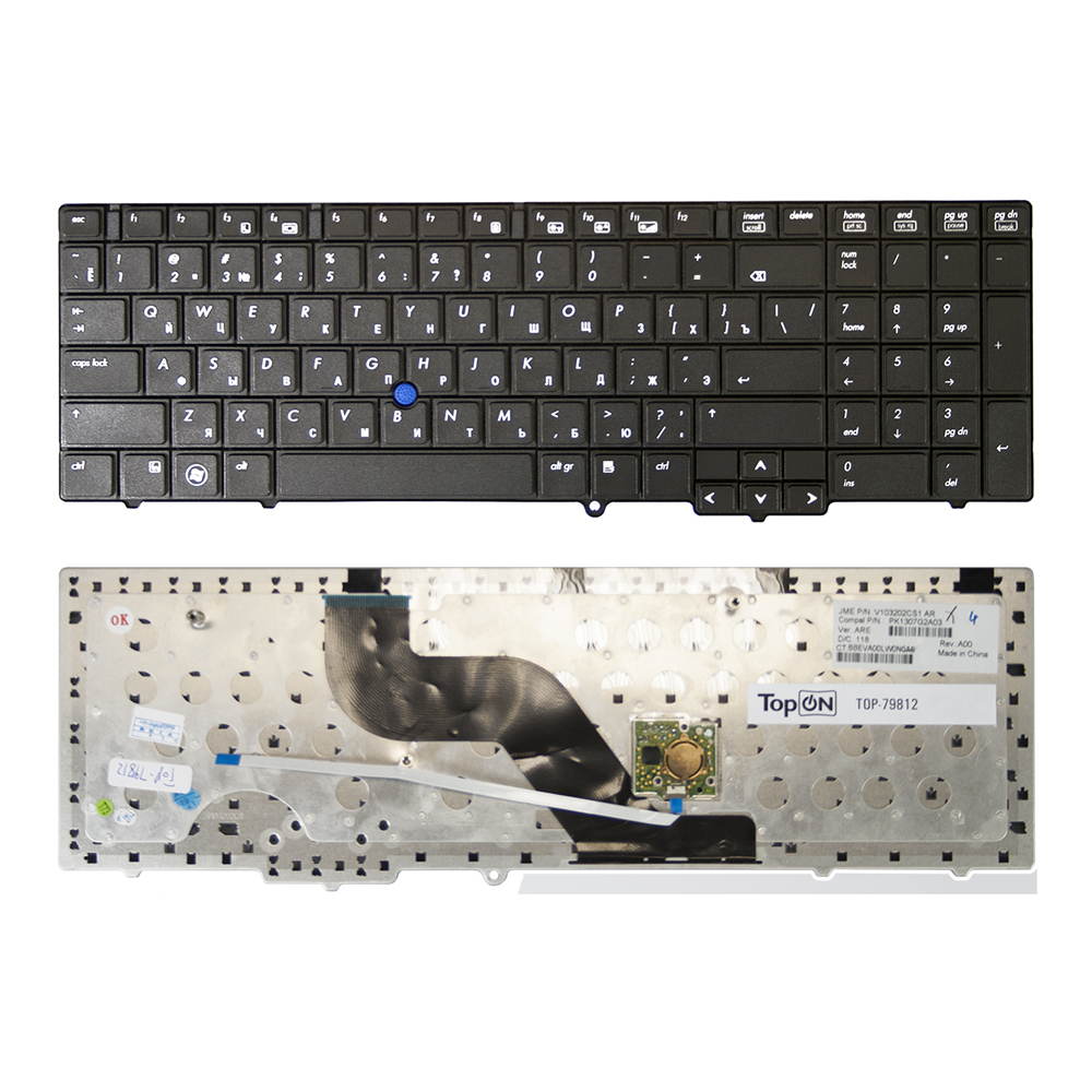 Клавиатура для ноутбука HP Probook HP ProBook 6540b, 6545b, 6550b, 6555b Series. Плоский Enter. Черная, без рамки. NSK-HHM0R, 9Z.N3F82.M0R.