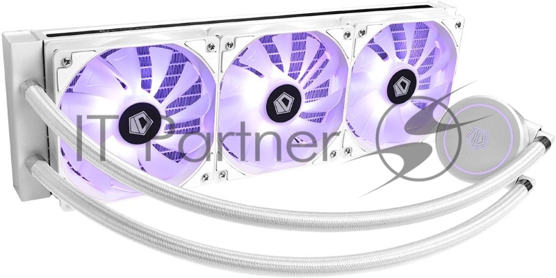 Комплект водяного охлаждения ID-COOLING AURAFLOW X 360 SNOW LGA20XX/1700/1200/115X/AM4 (4шт/кор,TDP 350W, cнежно-белый, RGB FAN and PUMP, PWM, TRIPLE FAN 120mm) RET