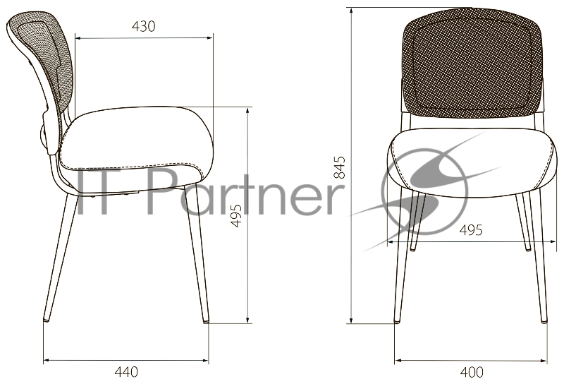 Стул для кухни Бюрократ KF-8_2 комплект 2шт серый Alfa 44 металл черный на ножках (KF-8/FABRIC/GREY_2)