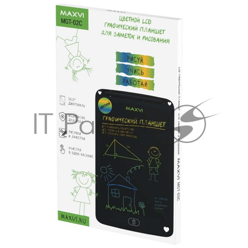 Планшет LCD для заметок и рисования Maxvi MGT-02С black