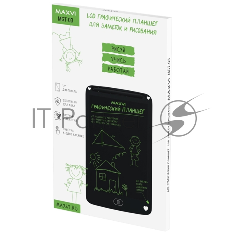 Планшет LCD для заметок и рисования Maxvi MGT-03 black