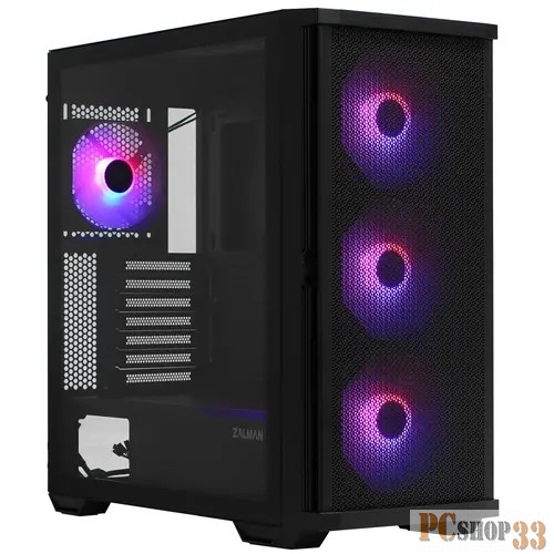 Корпус ZALMAN Z10 PLUS, ATX, BLACK, WINDOW, 2x3.5, 2x2.5, 2xUSB3.0, 1xUSB 3.1 Type-C, FRONT 3x140mm ARGB, REAR 1x120mm ARGB