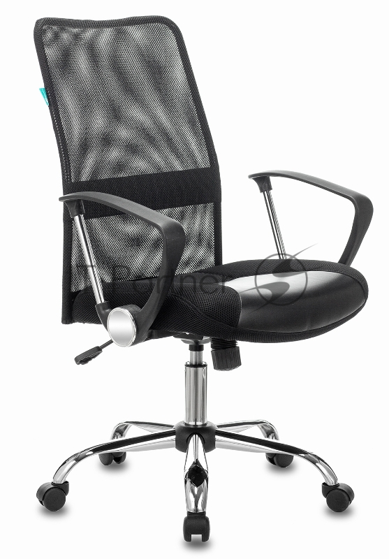 Кресло Бюрократ CH-600SL-LOW черный TW-01 искусст.кожа/сетка/ткань низк.спин. крестовина металл хром