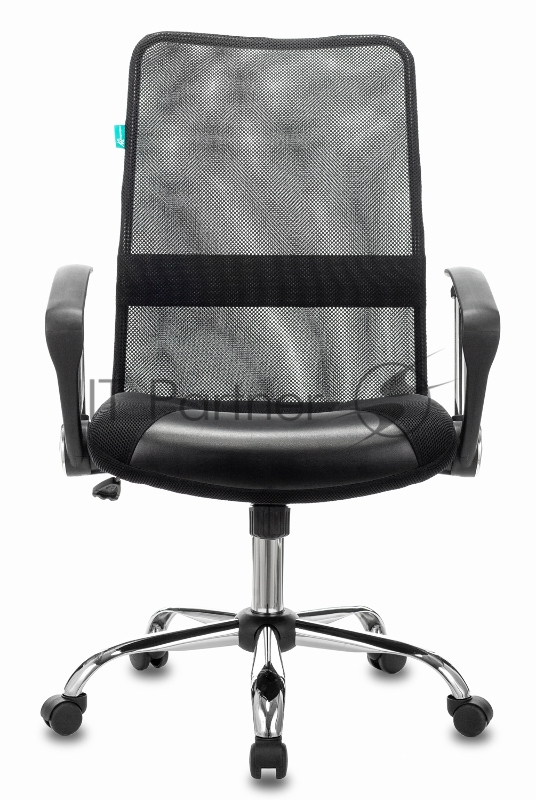 Кресло Бюрократ CH-600SL-LOW черный TW-01 искусст.кожа/сетка/ткань низк.спин. крестовина металл хром