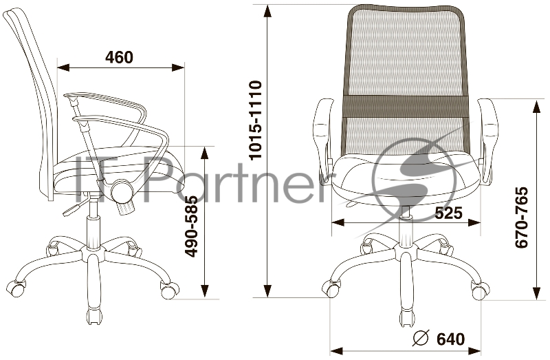 Кресло Бюрократ CH-600SL-LOW черный TW-01 искусст.кожа/сетка/ткань низк.спин. крестовина металл хром