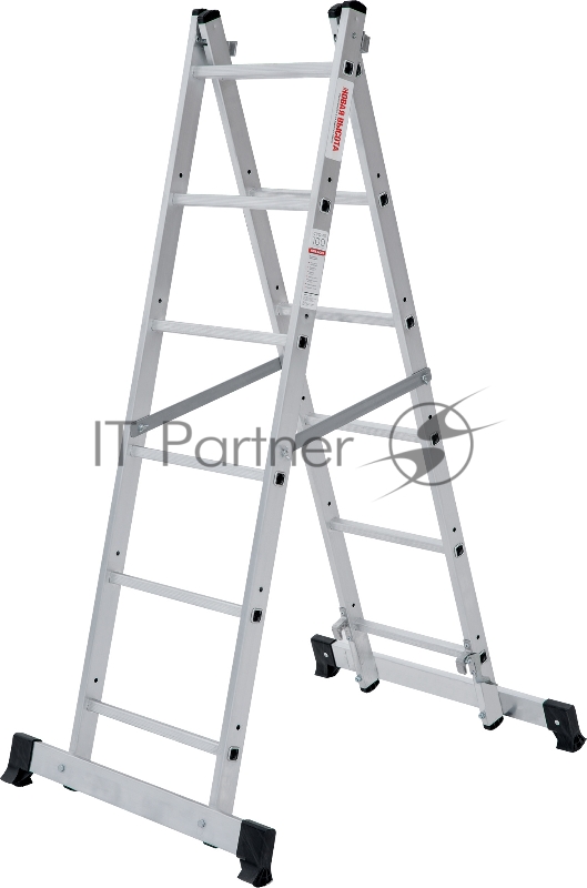 Лестница-помост Новая Высота NV1415 двусторонняя алюминий 6ступ. полупроф. (1415206)