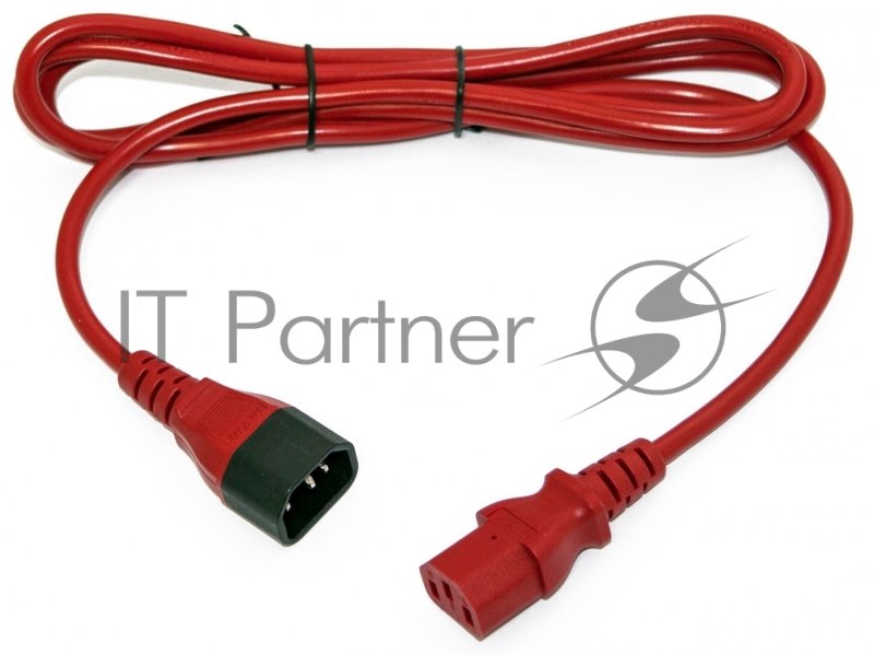 Шнур для блока питания Hyperline PWC-IEC13-IEC14, IEC 320 C13, вилка C14, 1.8 м, 10А, провода 3 х 0,75 кв. мм, цвет: красный
