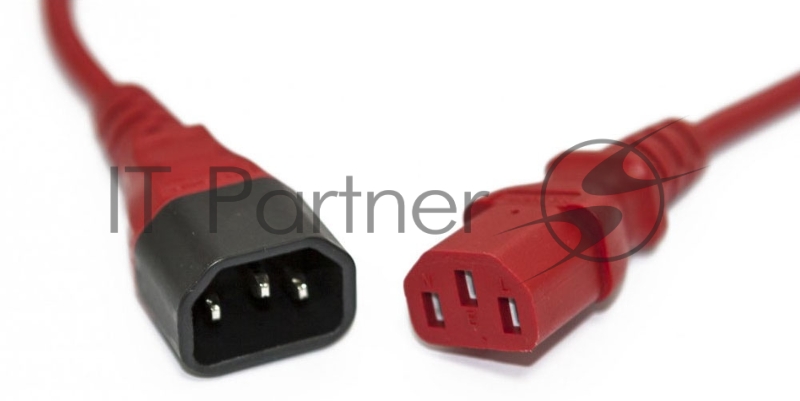 Шнур для блока питания Hyperline PWC-IEC13-IEC14, IEC 320 C13, вилка C14, 3 м, 10А, провода 3 х 1,0 кв. мм, цвет: красный