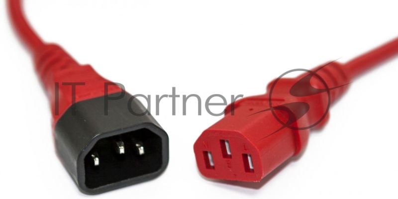 Шнур для блока питания Hyperline PWC-IEC13-IEC14, IEC 320 C13, вилка C14, 5 м, 10А, провода 3 х 1,0 кв. мм, цвет: красный