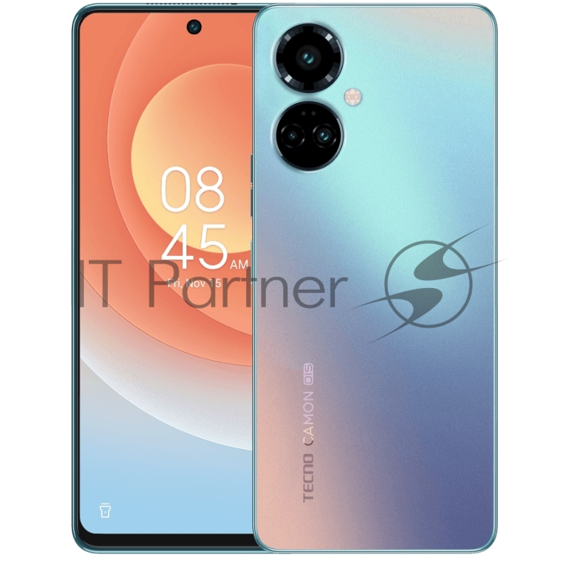 Смартфон Tecno CI8n CAMON 19 Pro 8+128 Polar Blue, 6.78 Asahi Glass, 20:9, 2460 x 1080 Mpix, 2.05GHz x2 + 2.0GHz x6 , 8 Core, 8GB RAM,128GB, up to 256GB flash, 64Мп+AF+50Мп+2Мп/32Мп, 2Sim, LTE, 4G, BT v5.0, WiFi, GPS/AGPS, Type-C, 4900mAh, Android 12