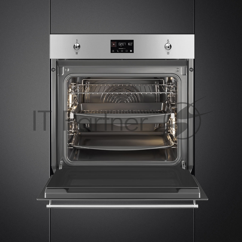 Встраиваемая электрическая духовка SMEG Classica, Многофункциональный духовой шкаф с пиролизом, 60 см, 10 функций, нержавеющая сталь