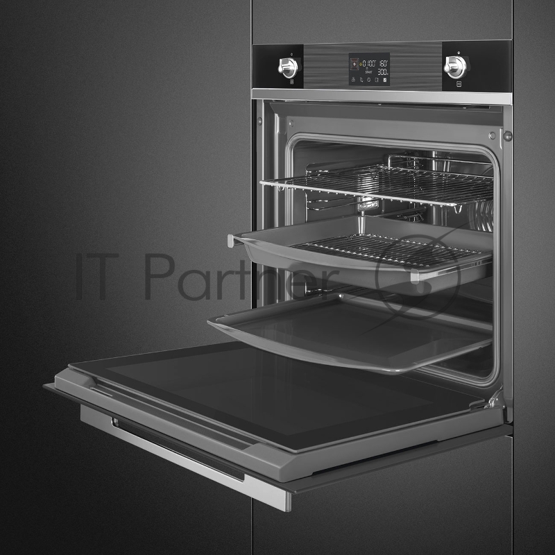 Встраиваемая электрическая духовка SMEG Многофункциональный духовой шкаф, 60 см, 10 функций, черное стекло