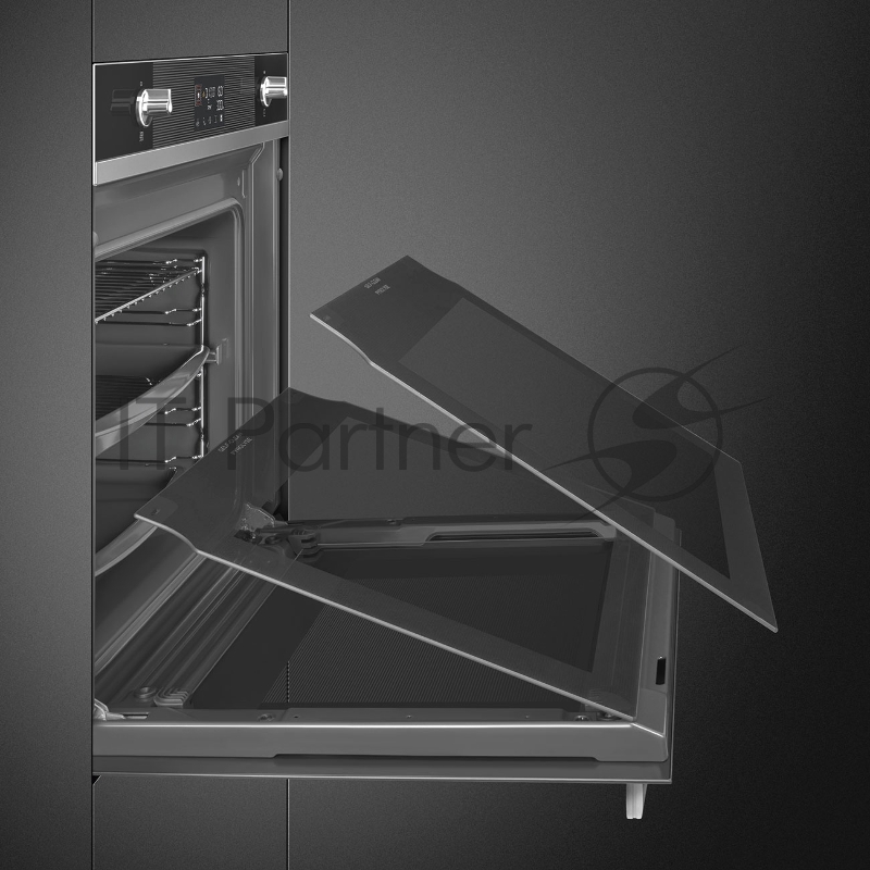 Встраиваемая электрическая духовка SMEG Многофункциональный духовой шкаф, 60 см, 10 функций, черное стекло