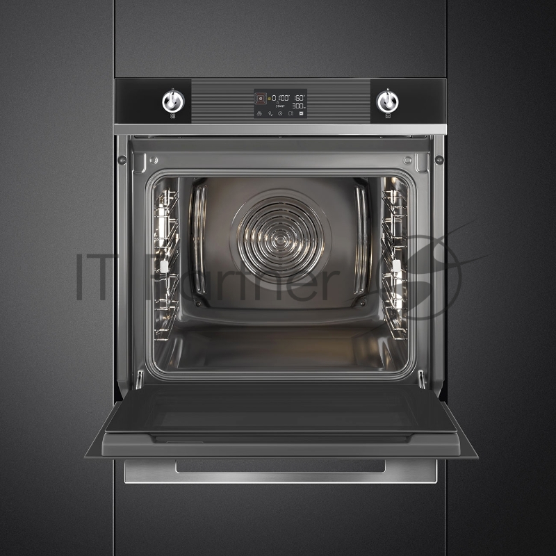 Встраиваемая электрическая духовка SMEG Многофункциональный духовой шкаф, 60 см, 10 функций, черное стекло