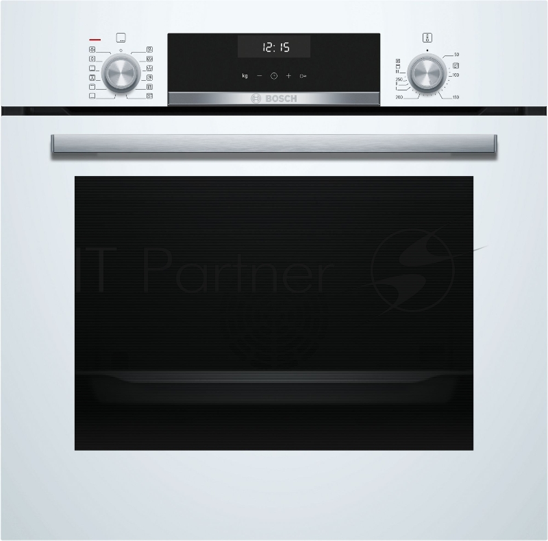 Встраиваемый духовой шкаф с функцией добавления пара60 см, Serie 6, 66 л, Vario-гриль большой площади, Верхний/нижний жар, Горячий воздух, Горячий воздух нежный, Гриль с конвекцией, Нижний жар, Режим для пиццы, белый цвет